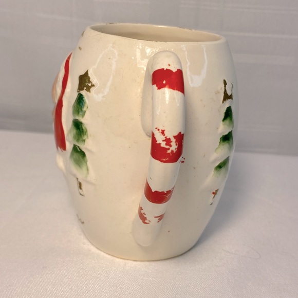 1950's Kreiss & Co. Santa Mug Christmas Rhinestone Eyes, Hand Painted. - Picture 2 of 10